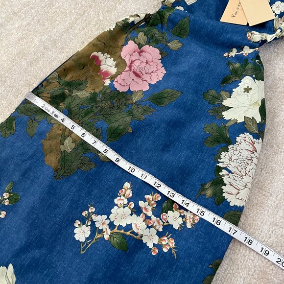 NWT Pheme Paris Floral Halter Silk Cotton Resort Cocktail Maxi Dress XS Blue - Picture 6 of 10